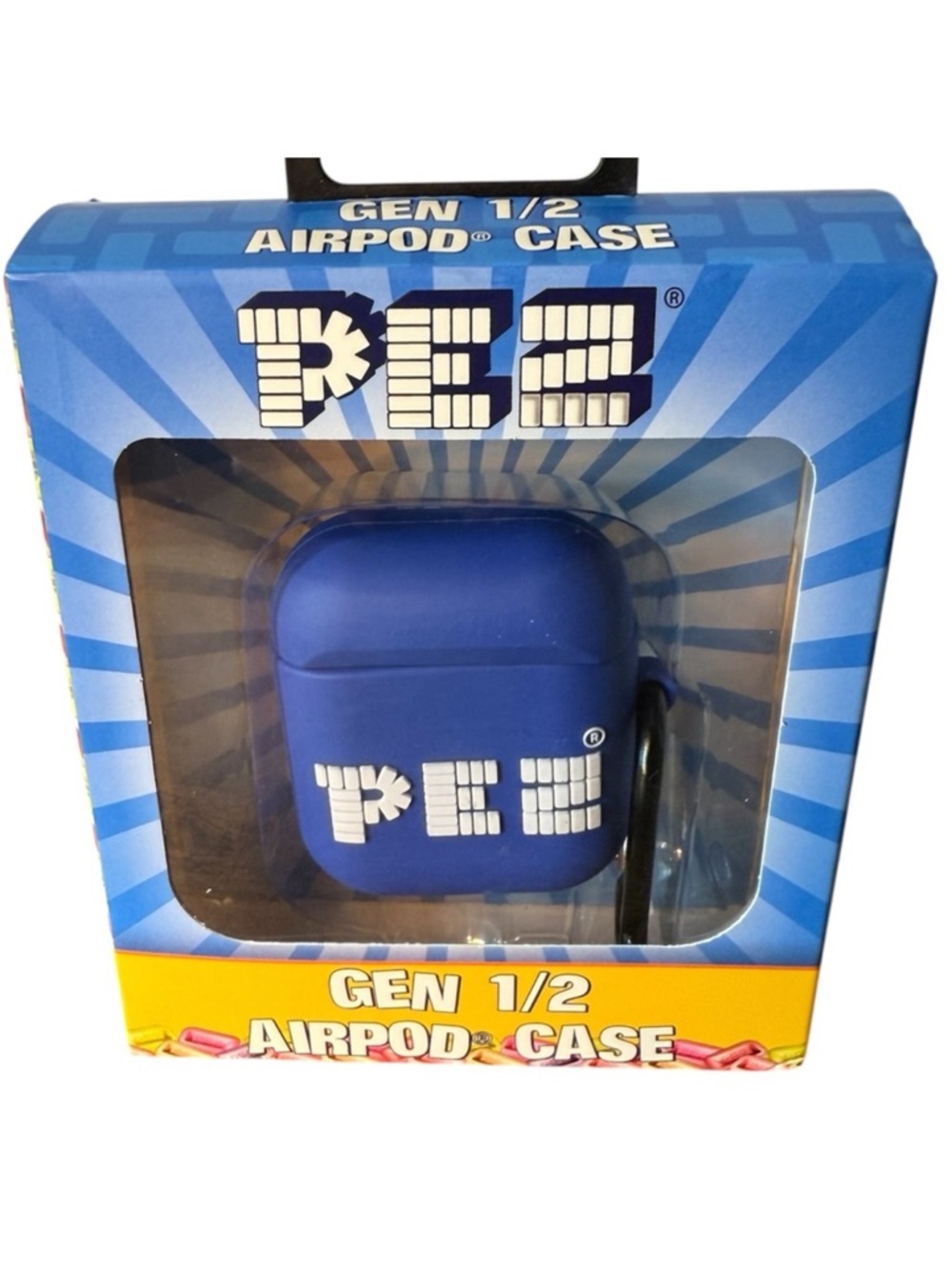PEZ New Gen 1/2 AirPod Carrying Case Key Chain Carabiner Blue Candy